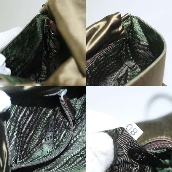 PRADA Shoulder Bag Satin Green Silver - Picture 12 of 12